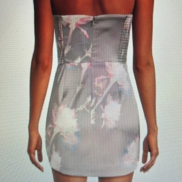 AMANDA UPRICHARD Joss Floral Off-The-Shoulder Strapless Grey Multi Minidress - Picture 12 of 13